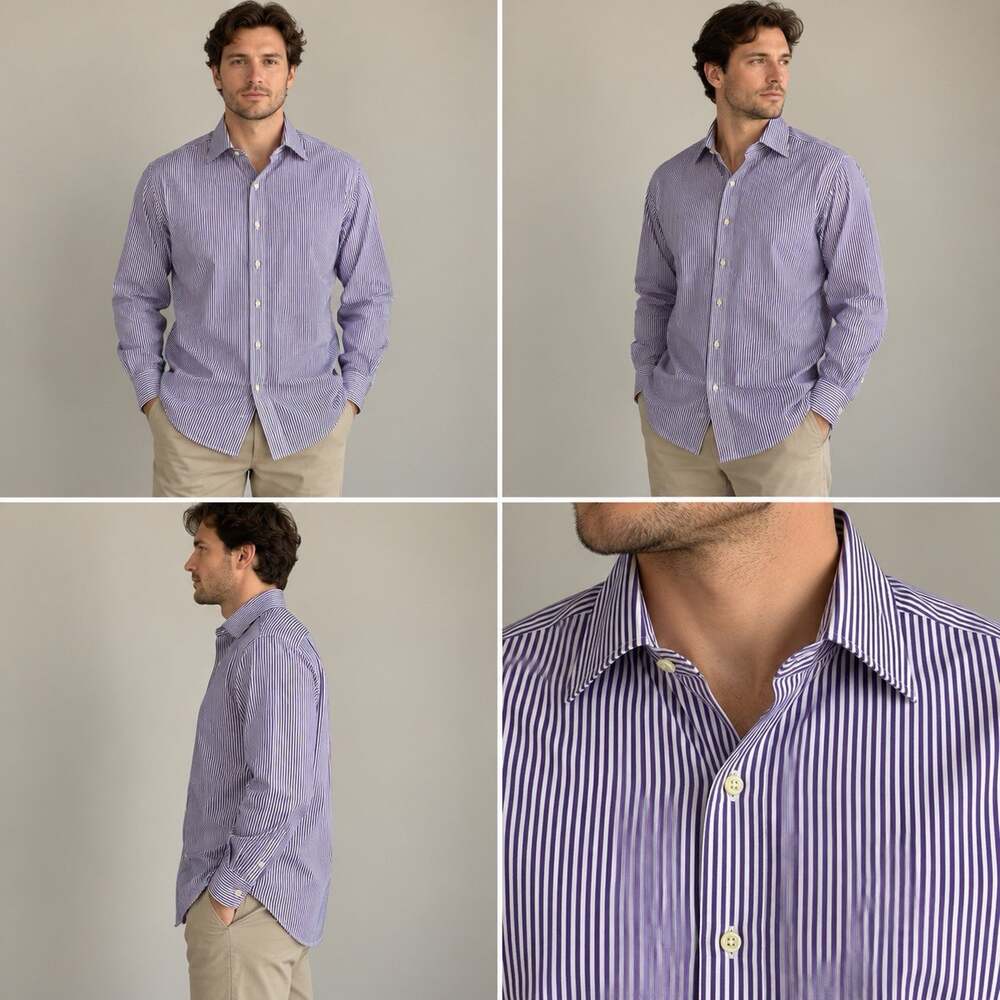 Polo Ralph Lauren Regent Shirt Men’s XL 17 Purple White Stripe Classic Fit